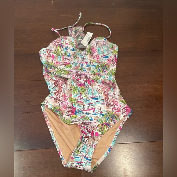 nwt j crew factory mercantile Colorful one piece Printed Swimsuit size 2 - Picture 1 of 6
